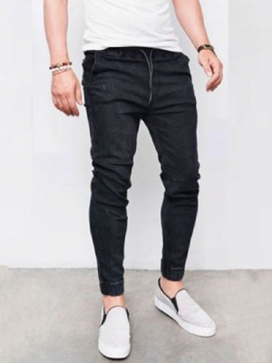 Calça Lápis Jeans Casual Masculina De Bolso Simples