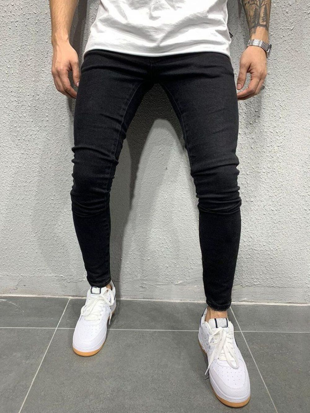 Calça Lápis Jeans De Cintura Média Com Zíper