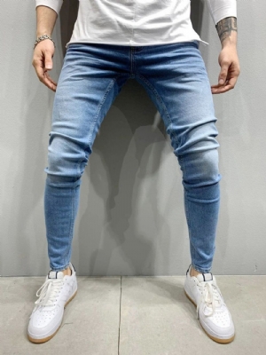 Calça Lápis Jeans De Cintura Média Com Zíper