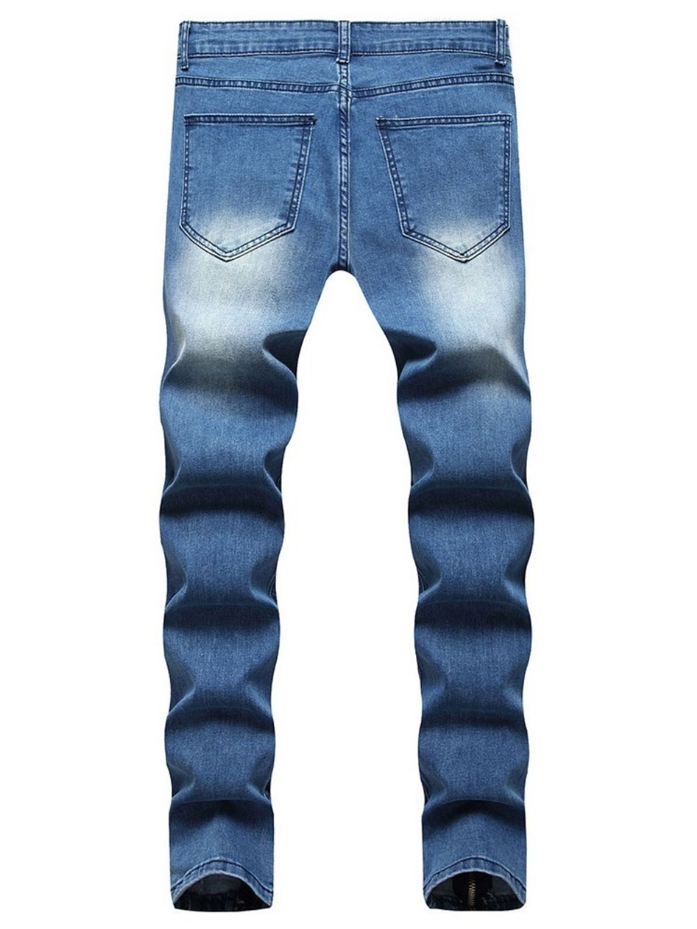 Calça Lápis Jeans De Cintura Média Com Zíper Masculino