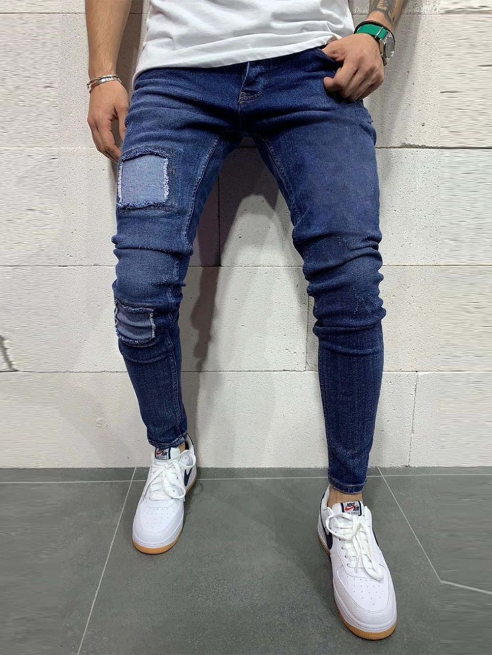 Calça Lápis Jeans Coreano Fino Com Zíper