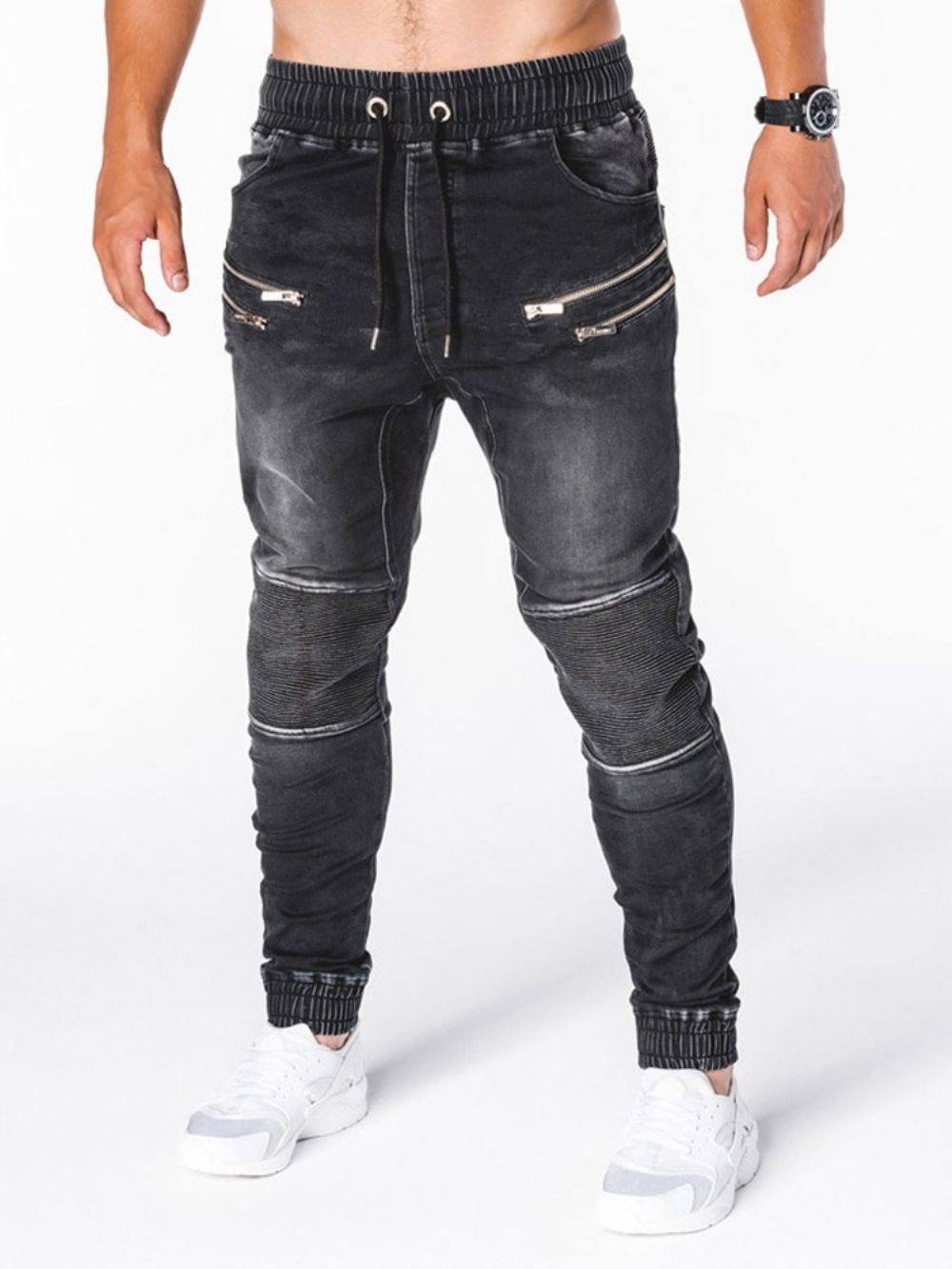 Calça Lápis Calça Jeans Masculina Hip Hop De Cintura Média