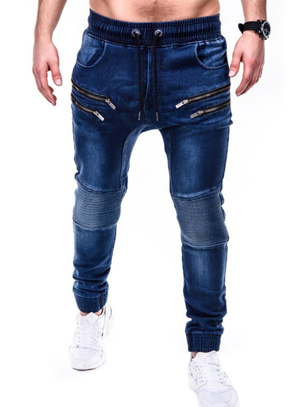 Calça Lápis Calça Jeans Masculina Hip Hop De Cintura Média