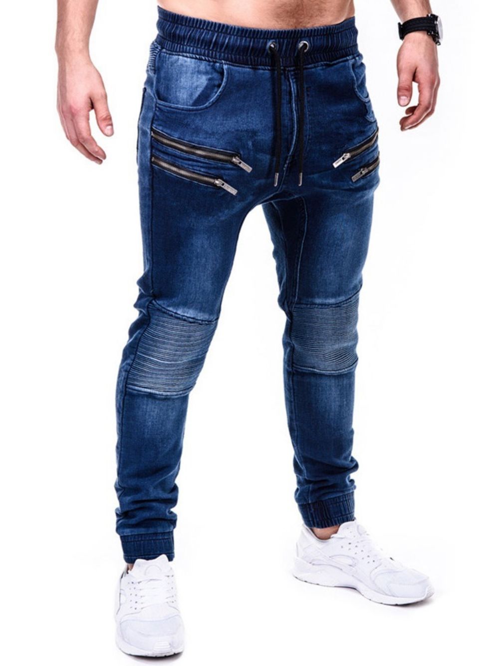 Calça Lápis Calça Jeans Masculina Hip Hop De Cintura Média