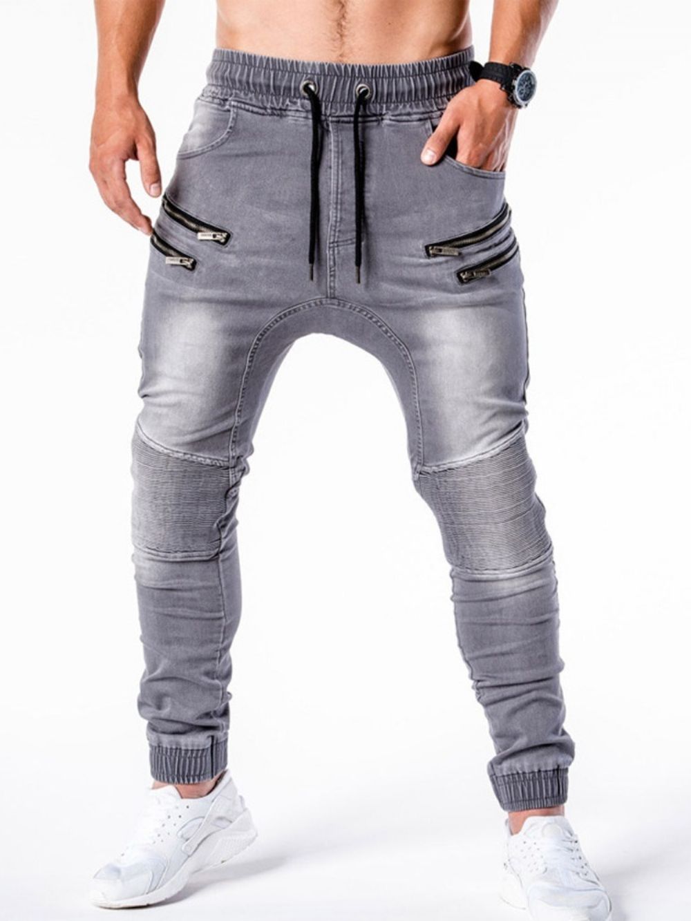 Calça Lápis Calça Jeans Masculina Hip Hop De Cintura Média