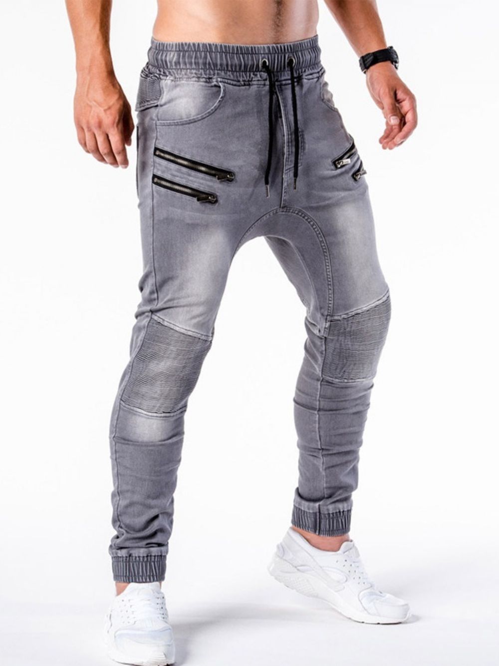 Calça Lápis Calça Jeans Masculina Hip Hop De Cintura Média