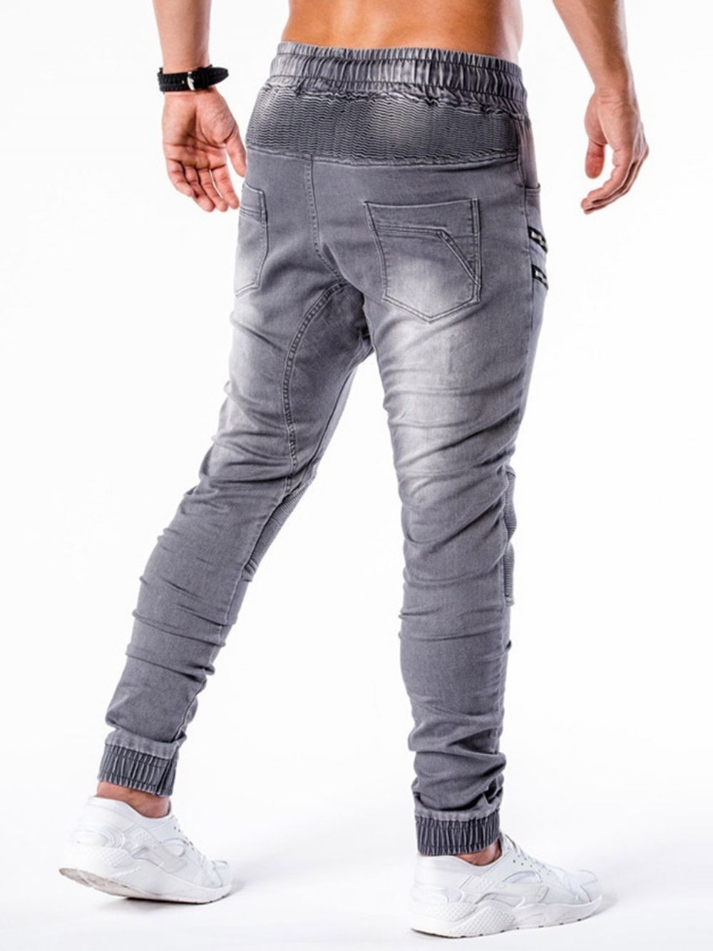 Calça Lápis Calça Jeans Masculina Hip Hop De Cintura Média