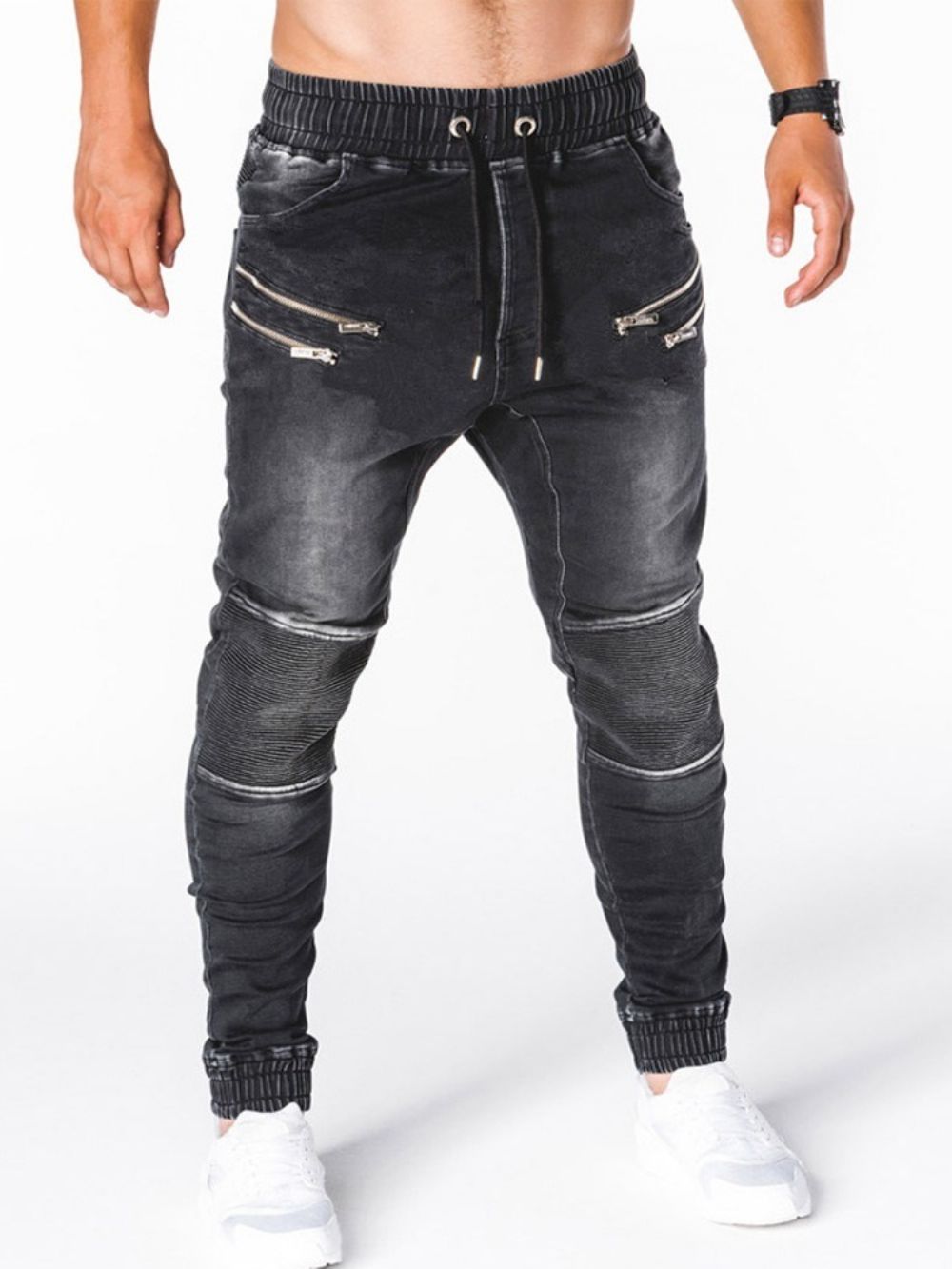 Calça Lápis Calça Jeans Masculina Hip Hop De Cintura Média