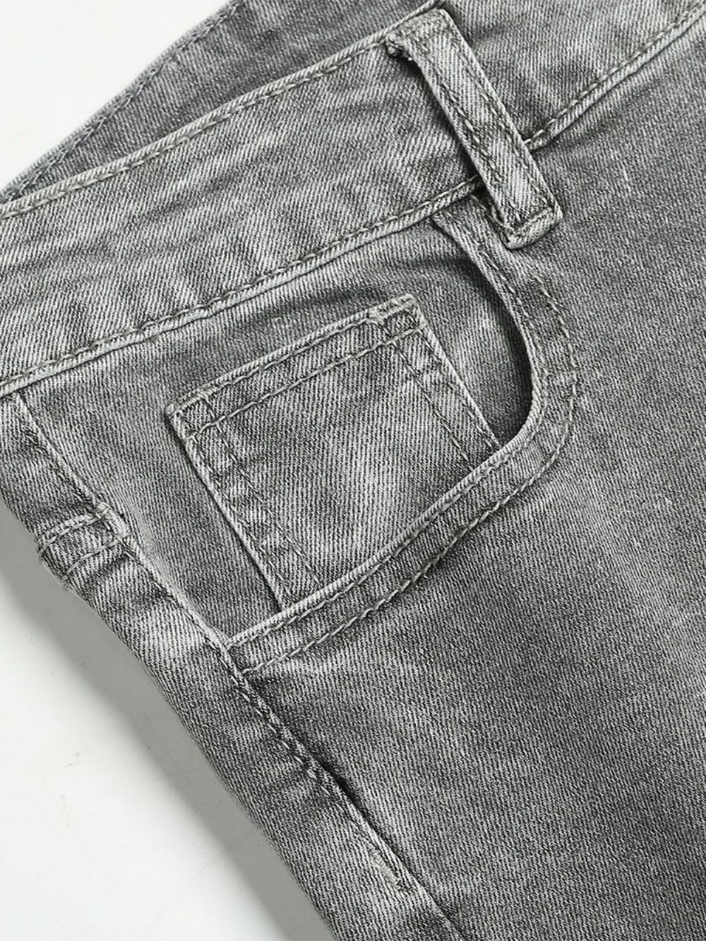 Calça Lápis Simples Bolso Zíper Jeans Masculino Casual