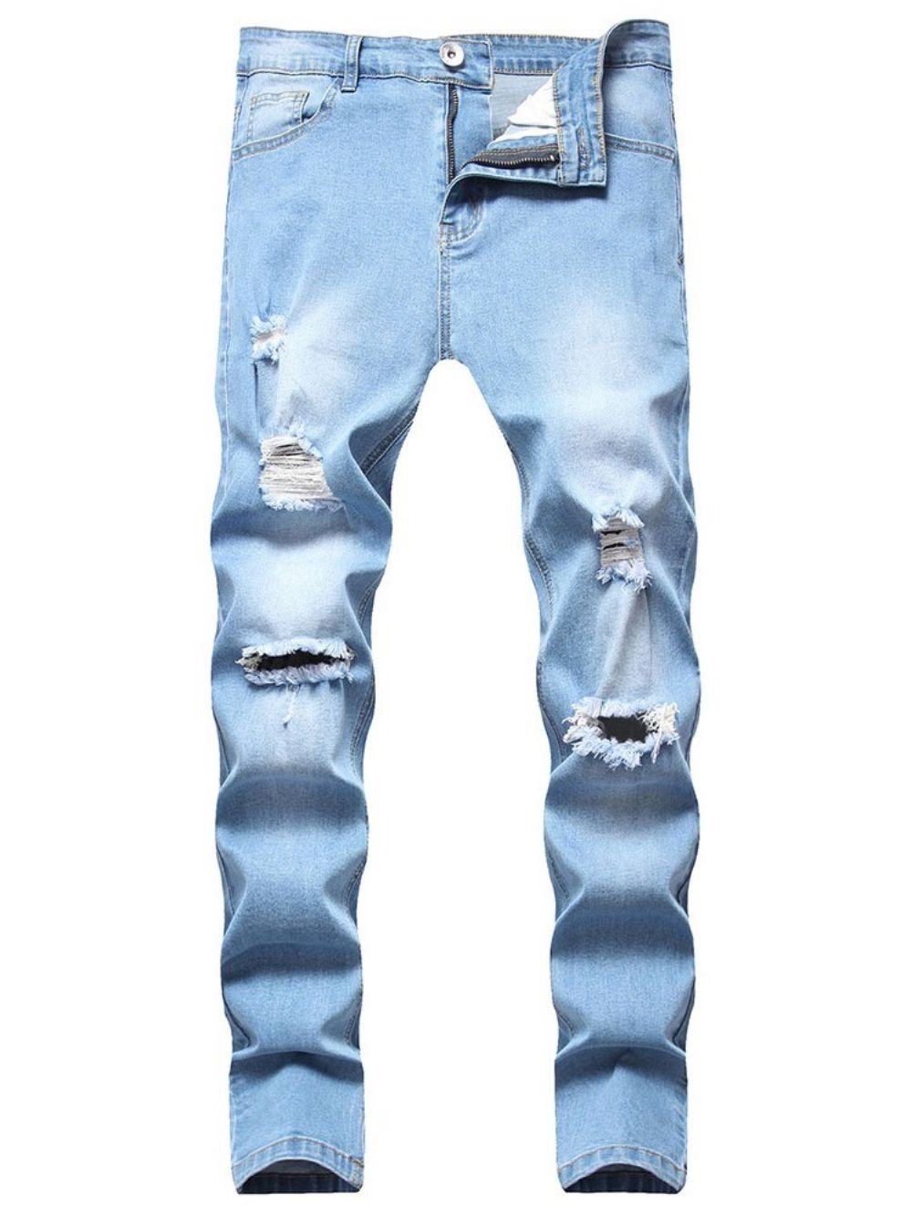 Calça Lápis Simples Calça Jeans Casual Europeu De Cintura Média Com Buraco