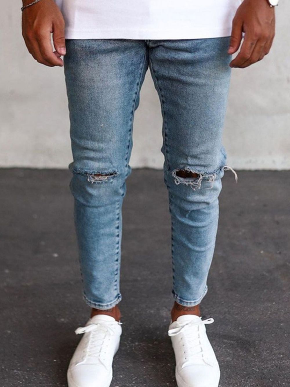 Calça Lápis Simples Jeans Europeu Com Zíper