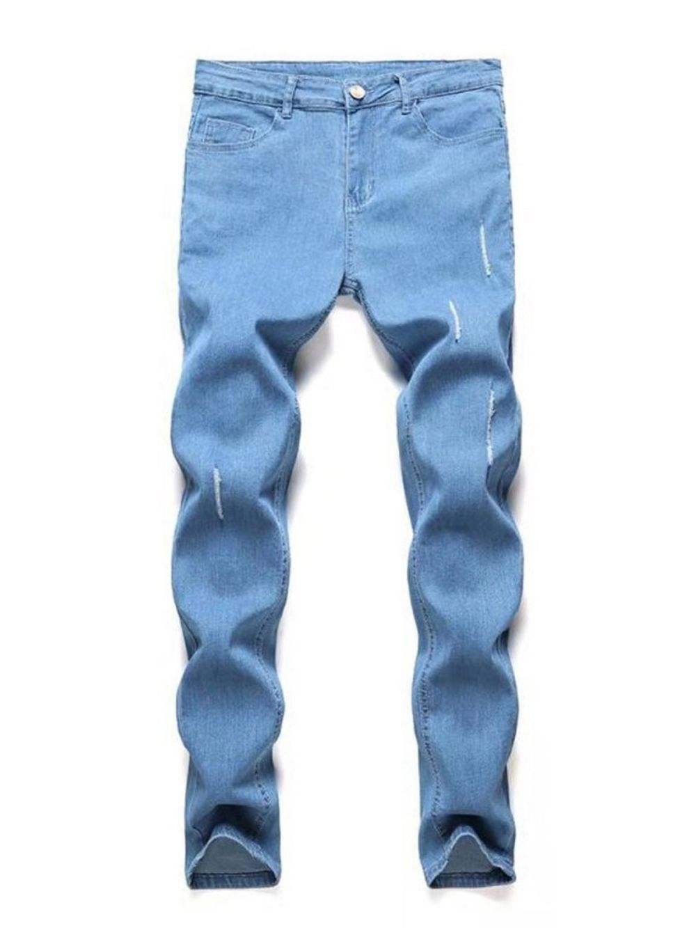 Calça Lápis Simples Jeans Europeu Masculino Cintura Média