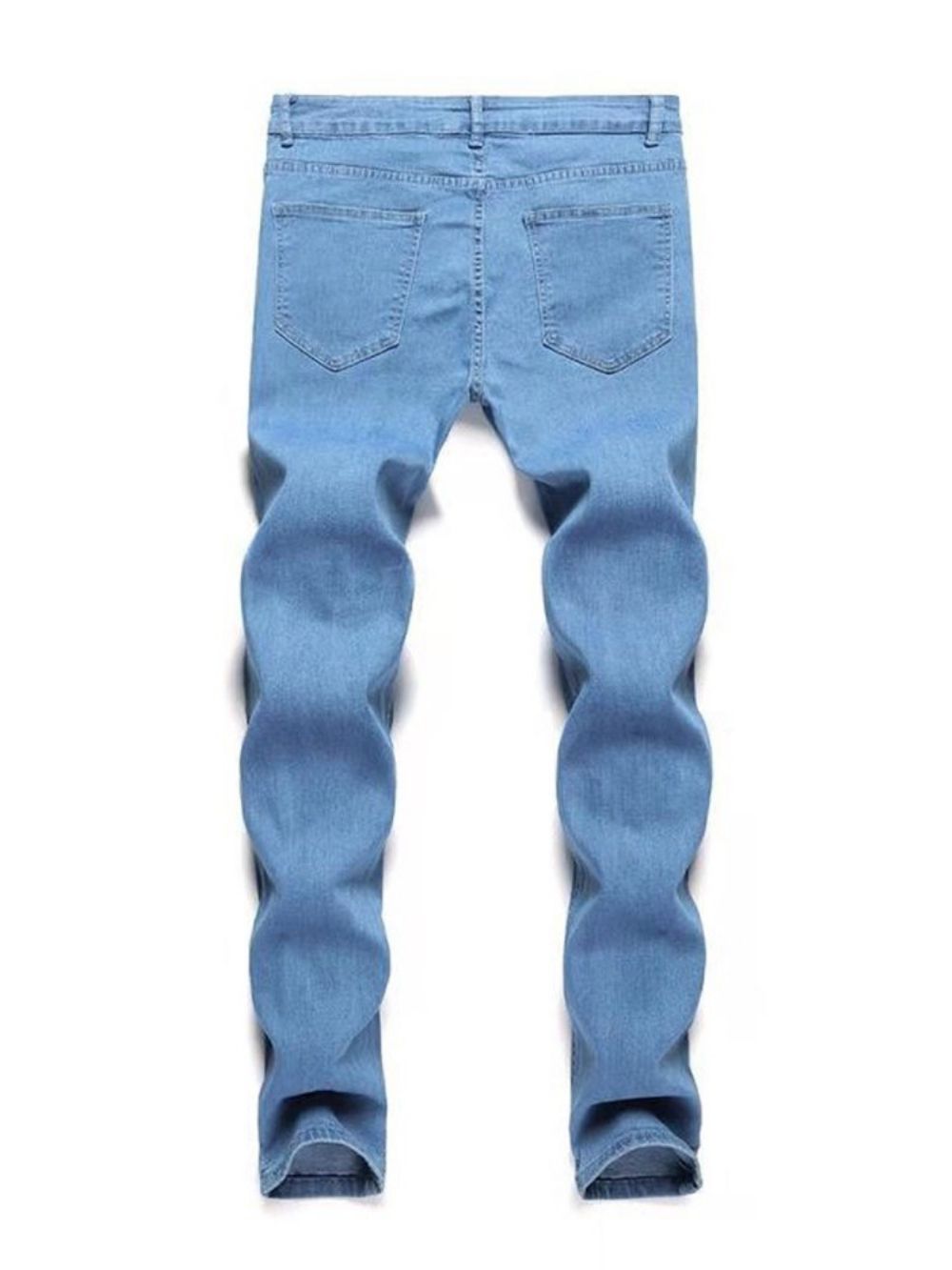 Calça Lápis Simples Jeans Europeu Masculino Cintura Média