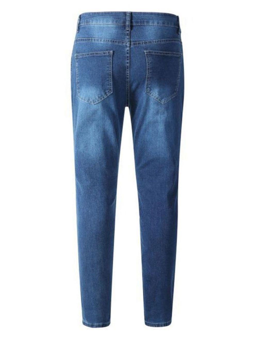 Calça Lápis Simples Jeans Vintage Com Zíper