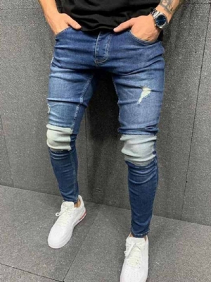 Calça Lápis Simples Jeans Vintage Com Zíper