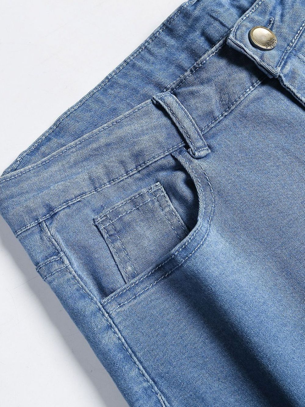 Calças Lápis Com Botão Simples Casual Zíper Jeans Masculino