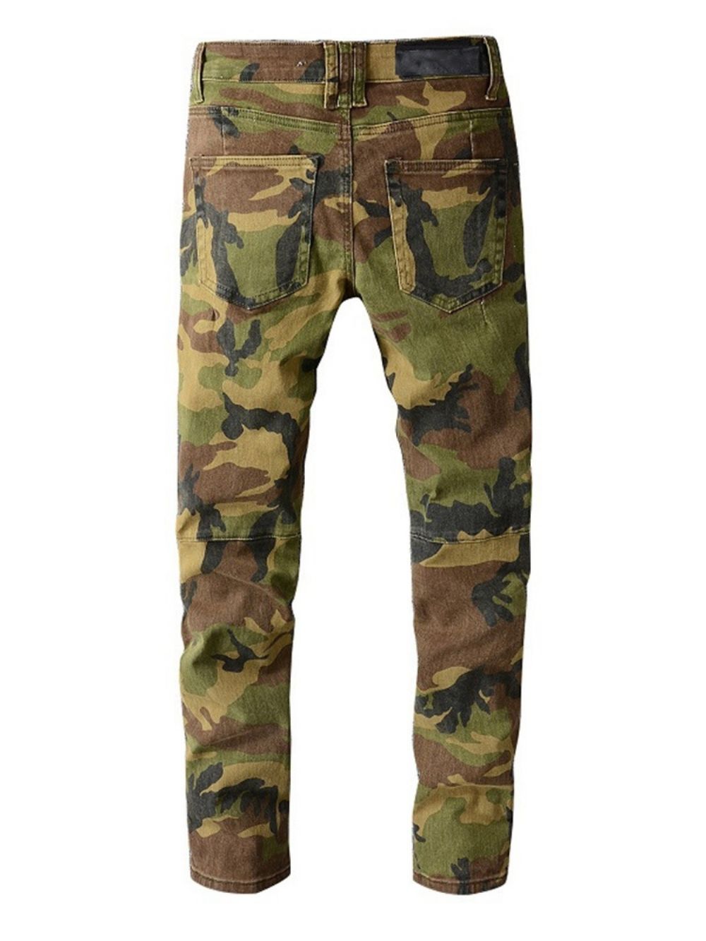 Calças Lápis Com Estampa De Camuflagem Jeans Europeu Com Zíper