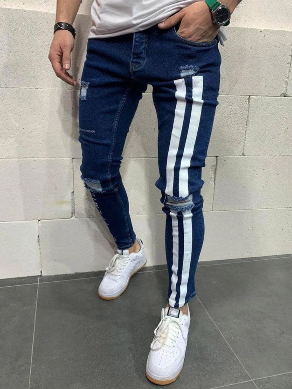 Calças Lápis Lápis Com Zíper E Cintura Alta Jeans Masculinas Com Zíper