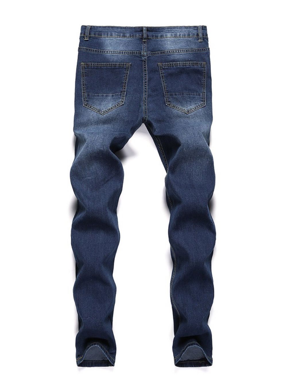 Calças Lápis Lisas Com Furos Jeans Casual Cintura Média