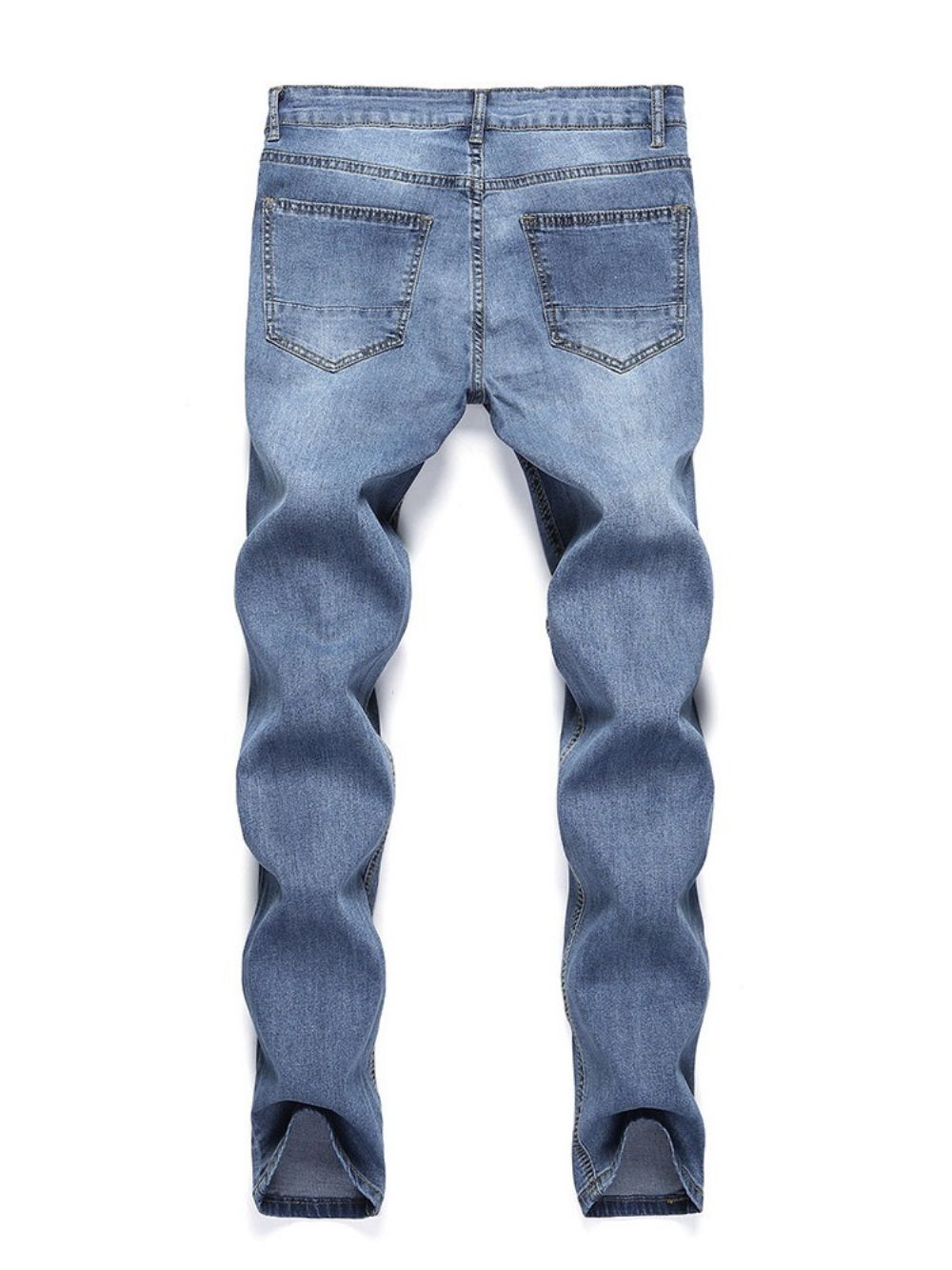 Calças Lápis Lisas Com Furos Jeans Casual Cintura Média