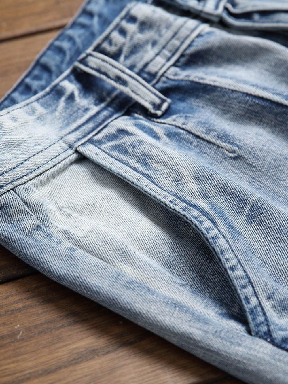 Jeans Casuais Masculinos Micro-Elásticos Com Zíper E Furos Retos