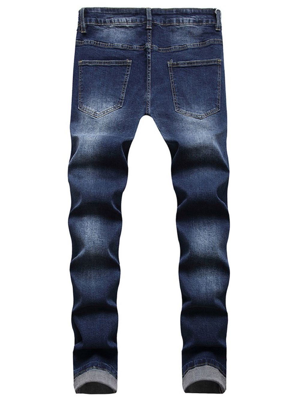 Jeans Casual Cintura Média Com Zíper E Usado Reto