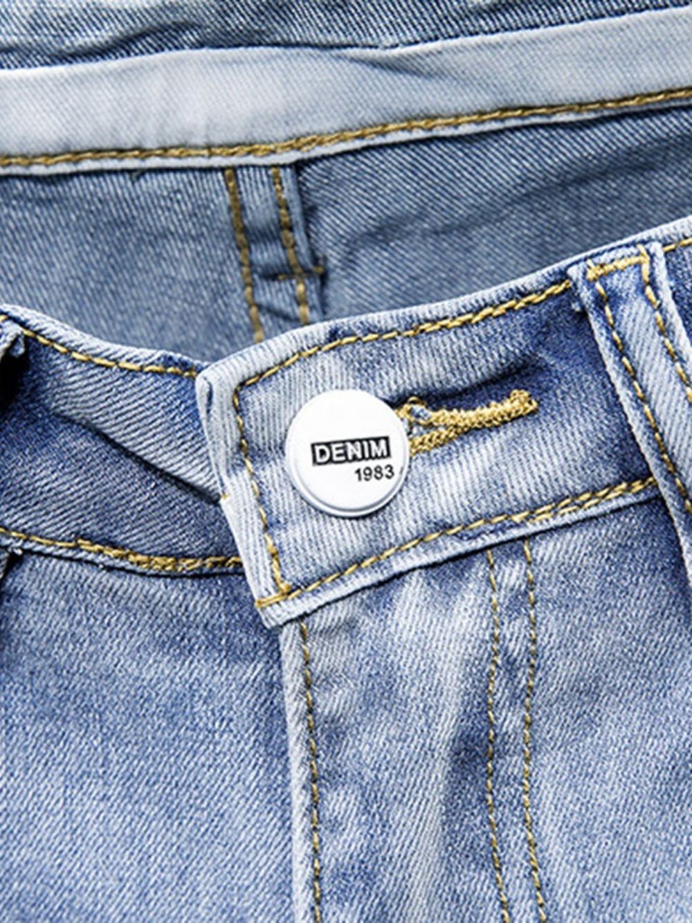 Jeans Casual Europeu De Cintura Média Com Buraco