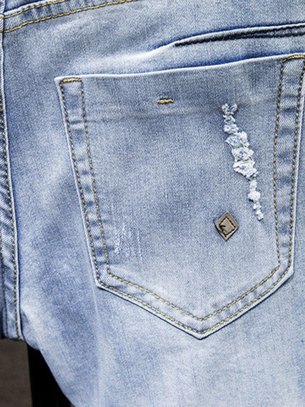 Jeans Casual Europeu De Cintura Média Com Buraco