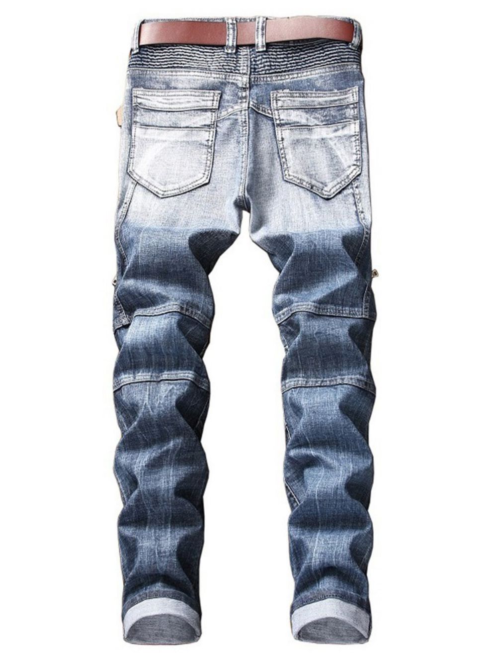 Jeans Casual Masculino Com Zíper Plissado Usado Reto