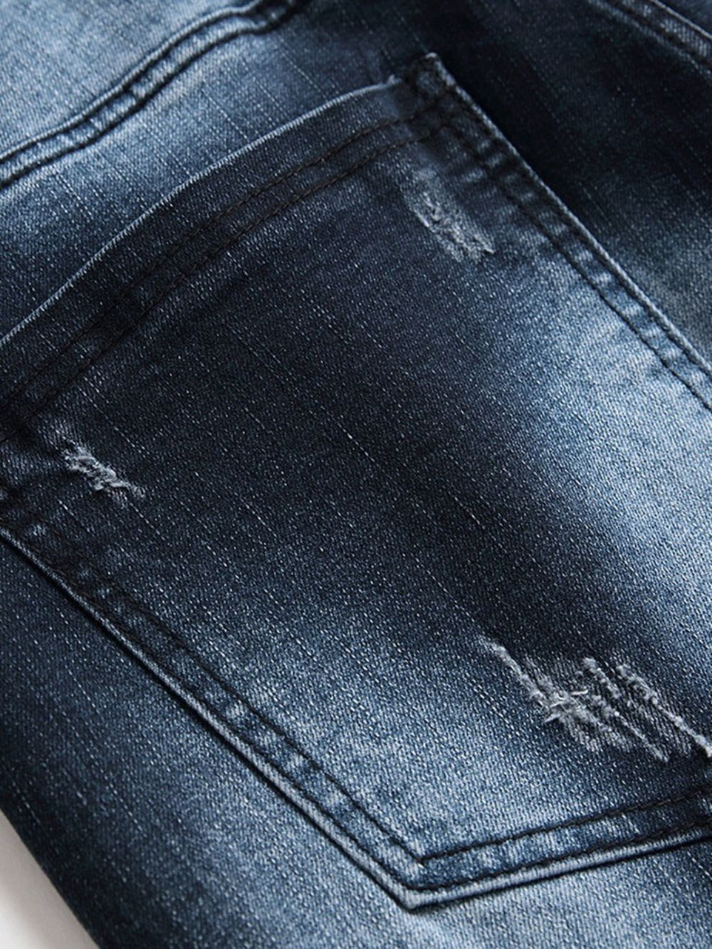 Jeans Casual Masculino Com Zíper Reto E Buraco