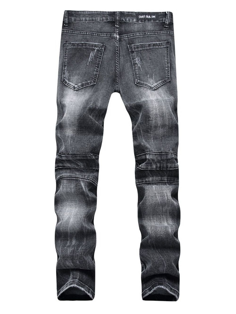 Jeans Casual Masculino Micro-Elástico Com Zíper Reto