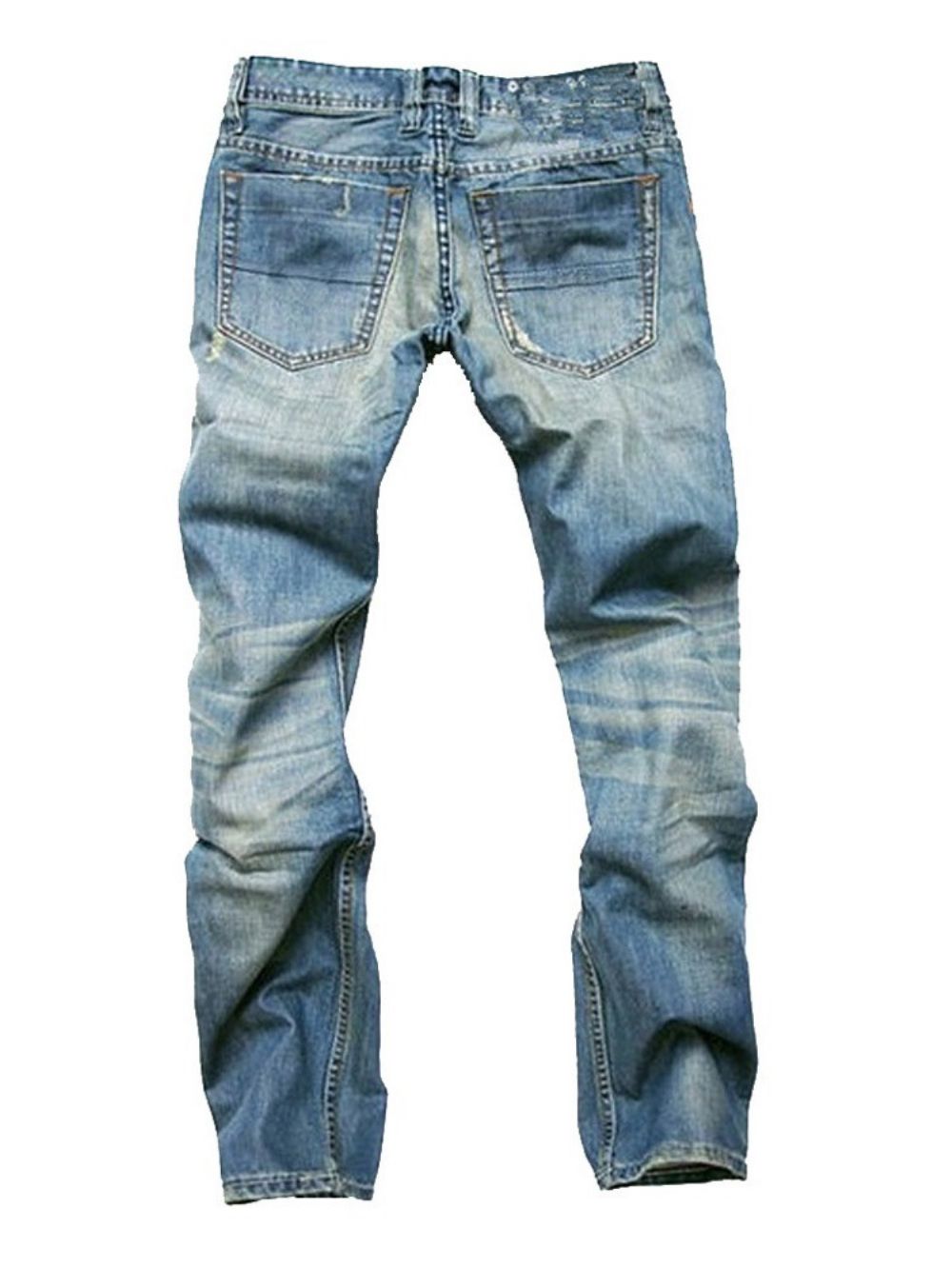 Jeans De Cintura Média Com Zíper Casual Usado Reto