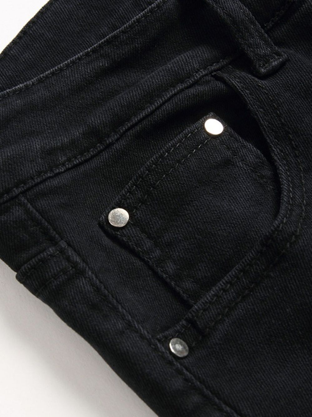 Jeans Cintura Média Com Zíper E Degradê Reto Com Furo