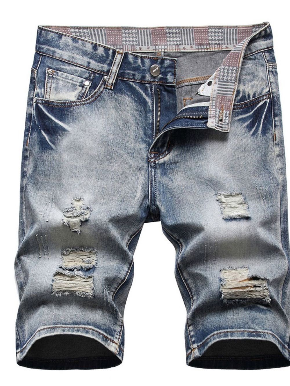 Jeans Cintura Média Com Zíper Fino E Buraco