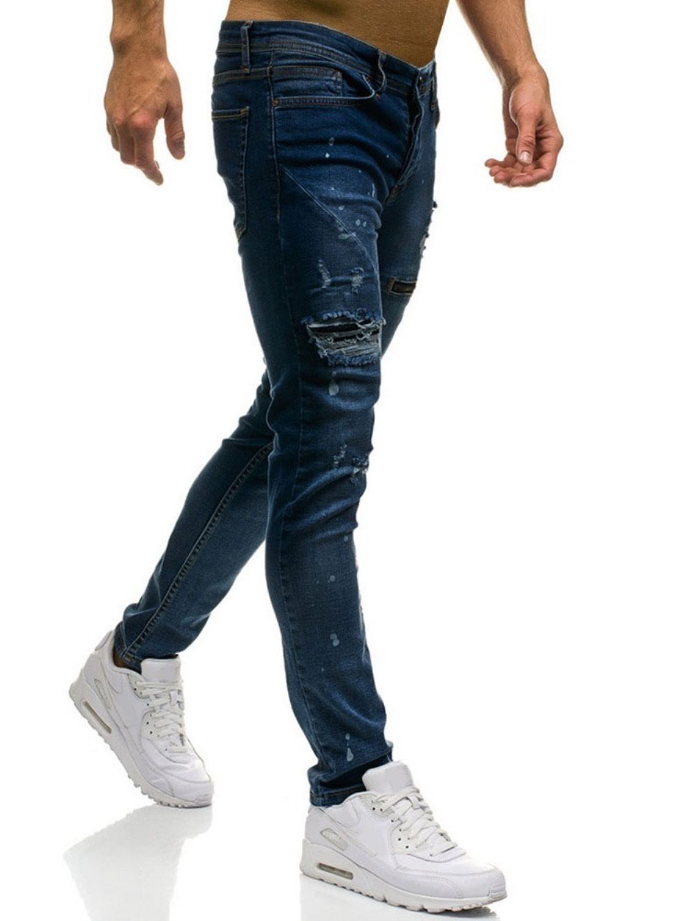 Jeans Cintura Média Com Zíper Simples Com Zíper