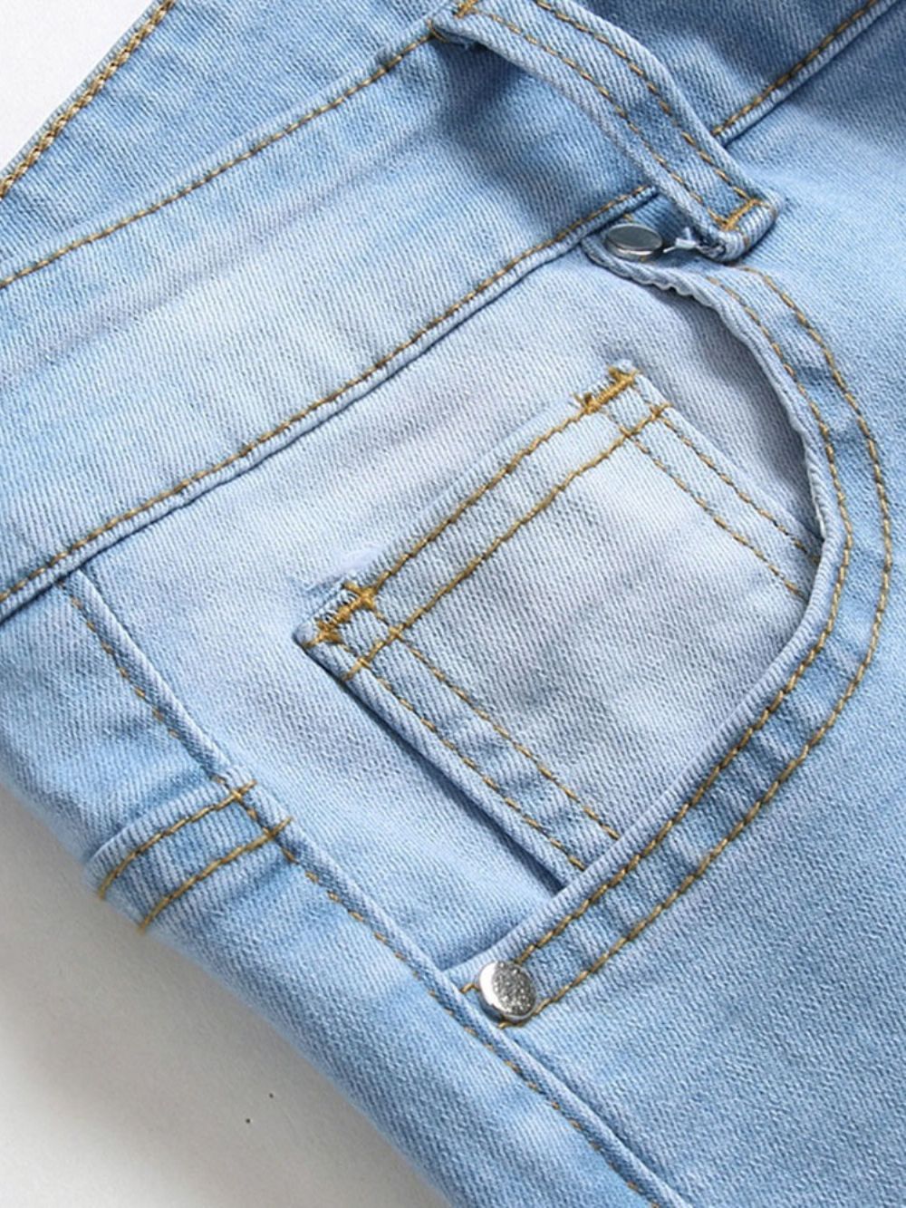 Jeans Coreano De Cintura Média Com Furo Reto