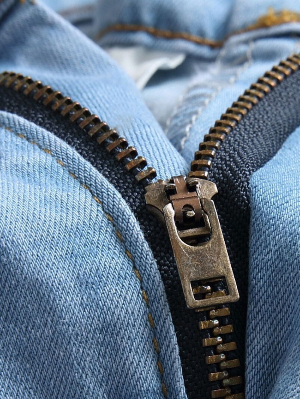 Jeans Coreano De Cintura Média Com Furo Reto