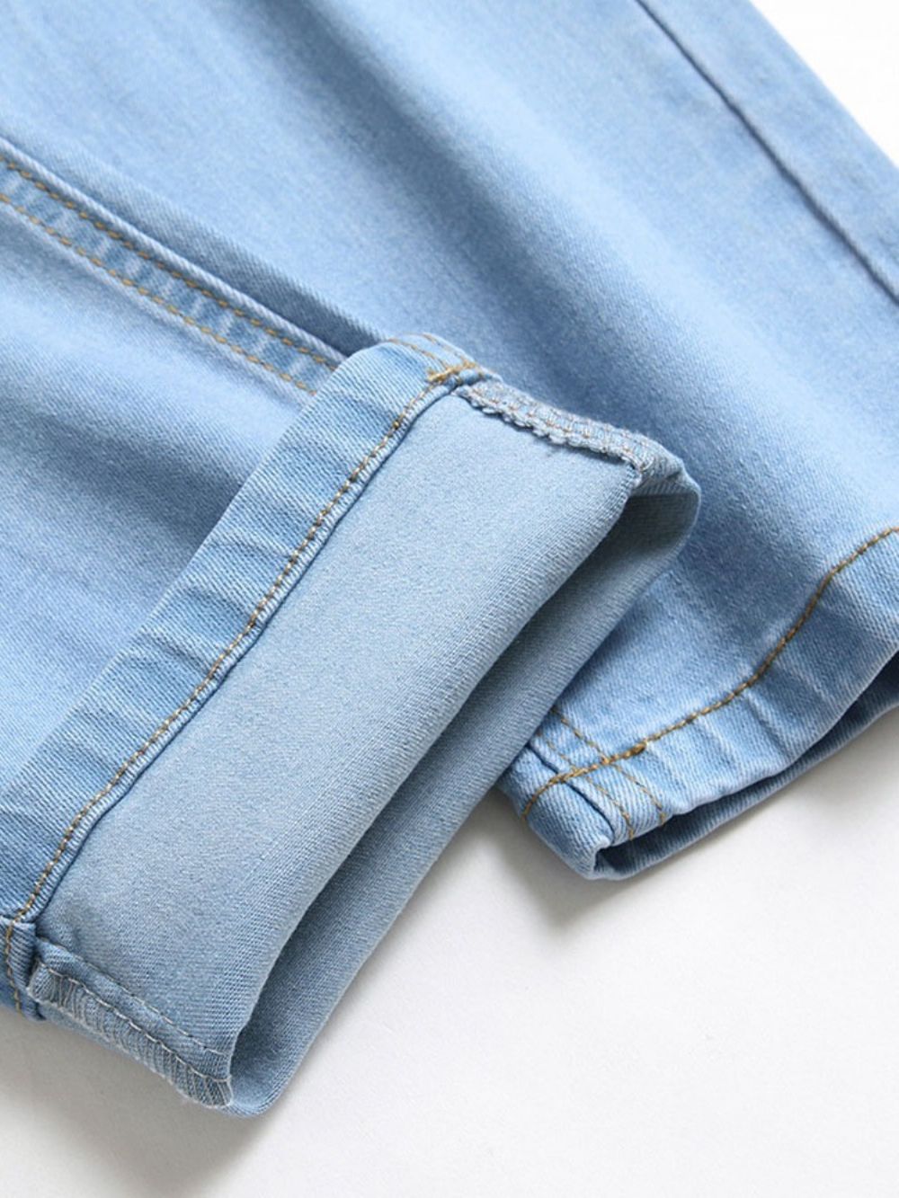 Jeans Coreano De Cintura Média Com Furo Reto