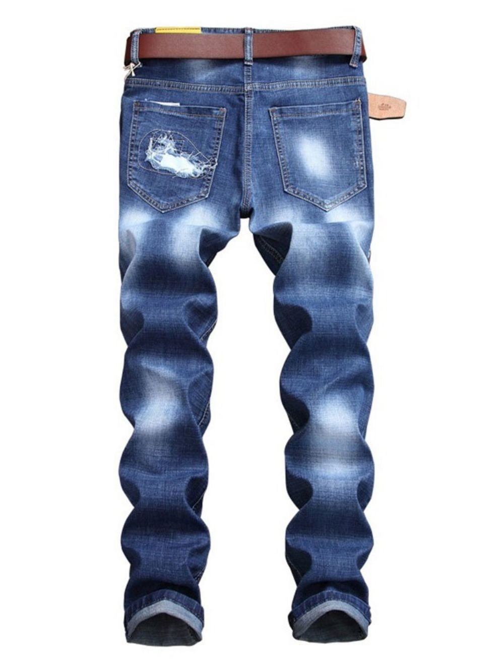 Jeans Europeu Com Zíper Reto Com Apliques