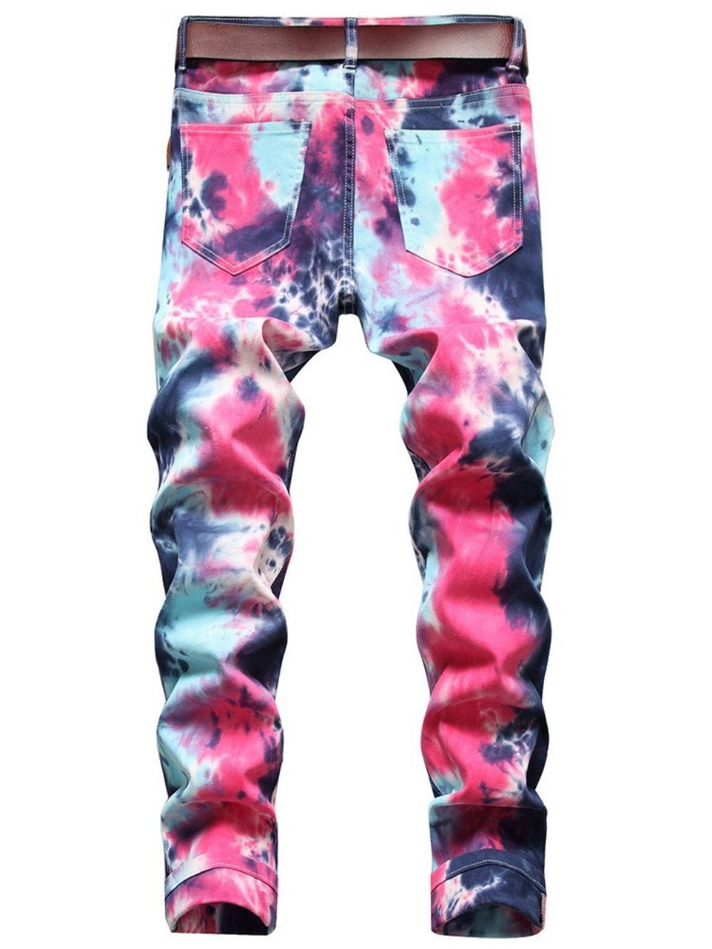 Jeans Hip Hop Reto Tie-Dye Cintura Média