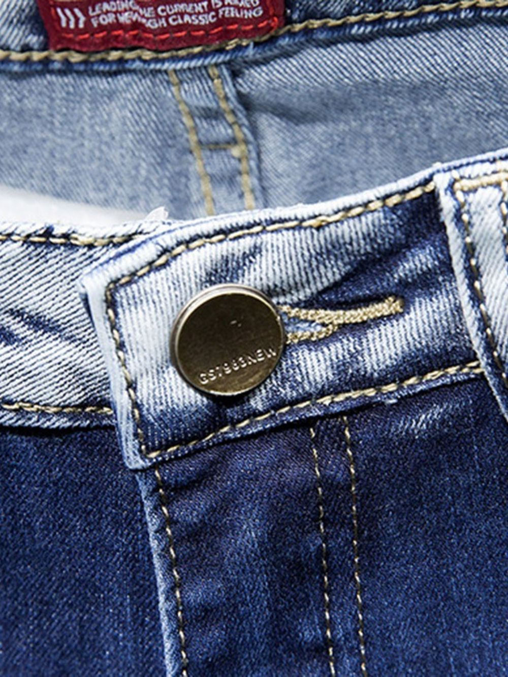 Jeans Hole Cintura Média Com Zíper