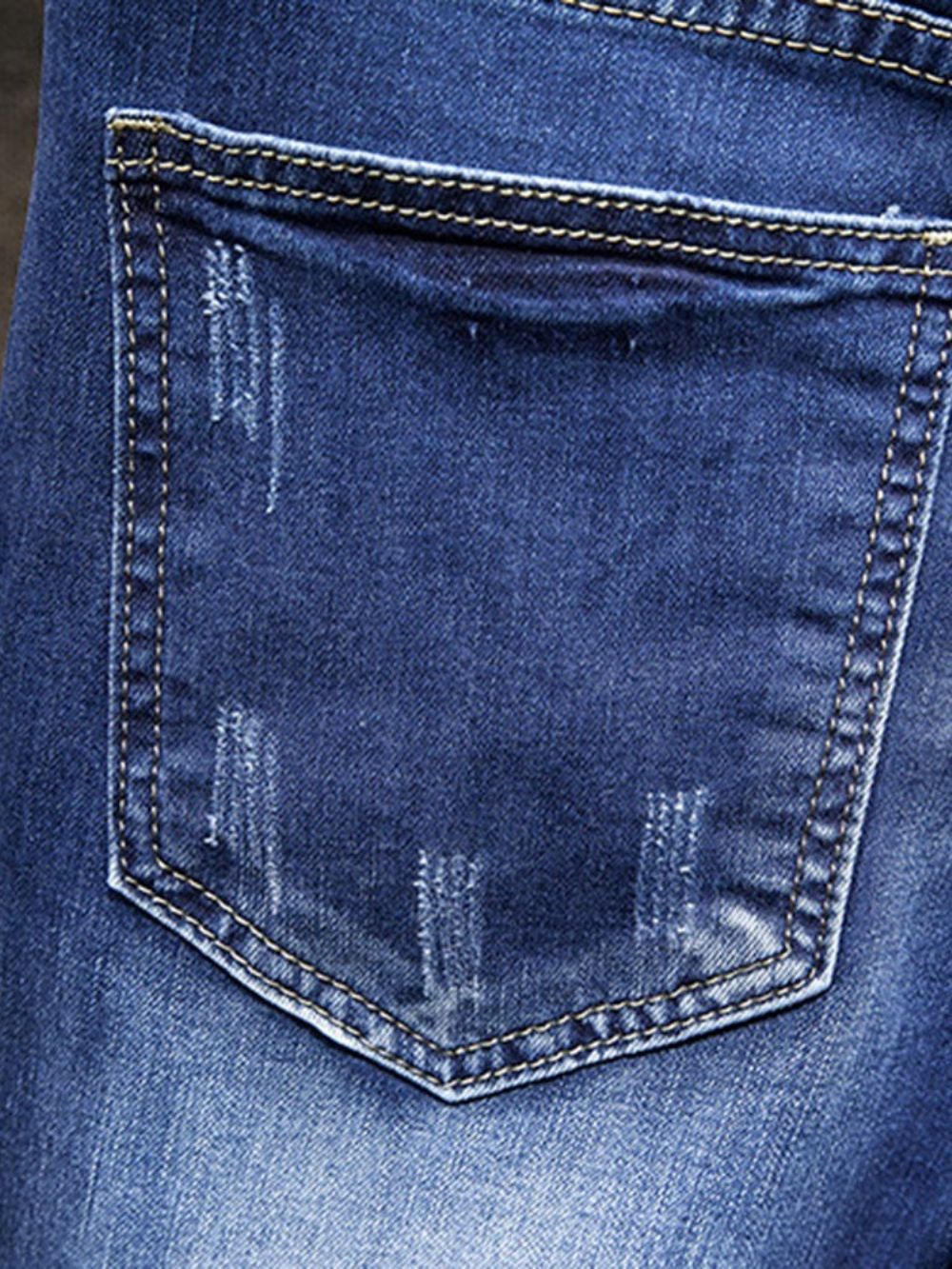 Jeans Hole Cintura Média Com Zíper