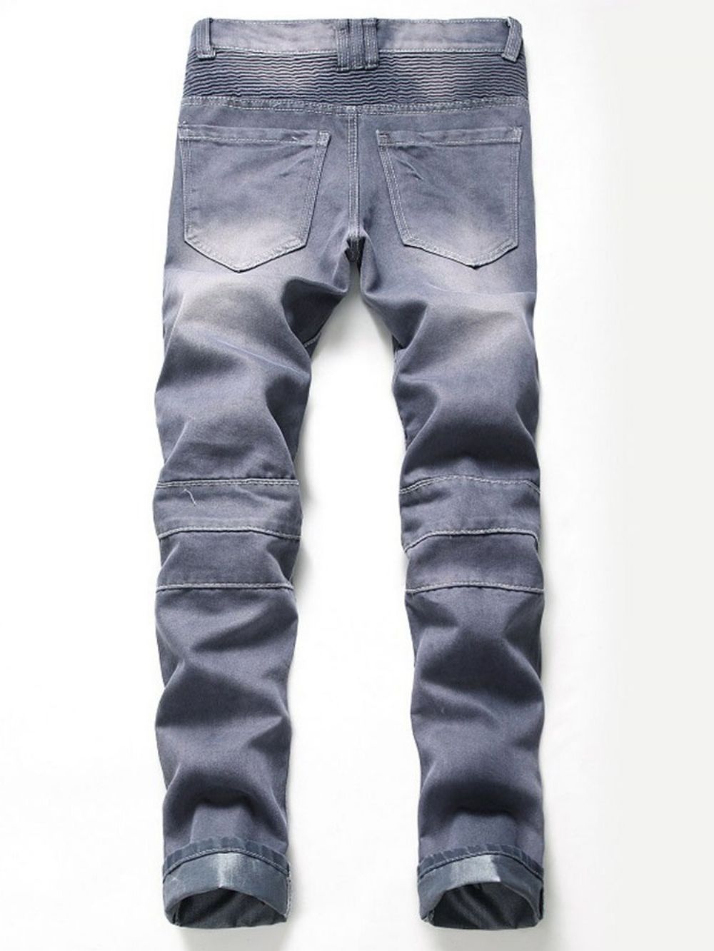 Jeans Masculino Casual Plissado Liso Rasgado