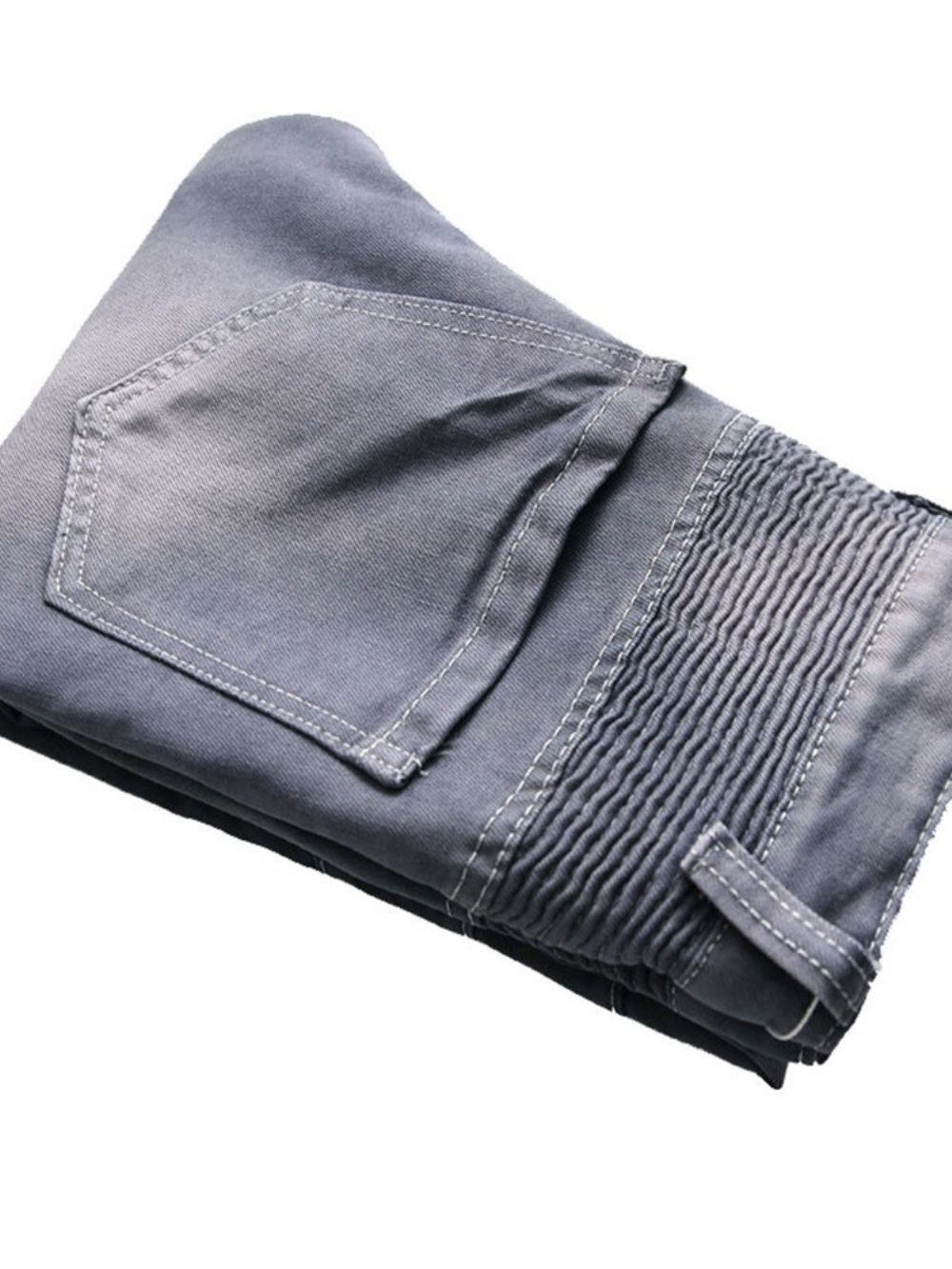 Jeans Masculino Casual Plissado Liso Rasgado