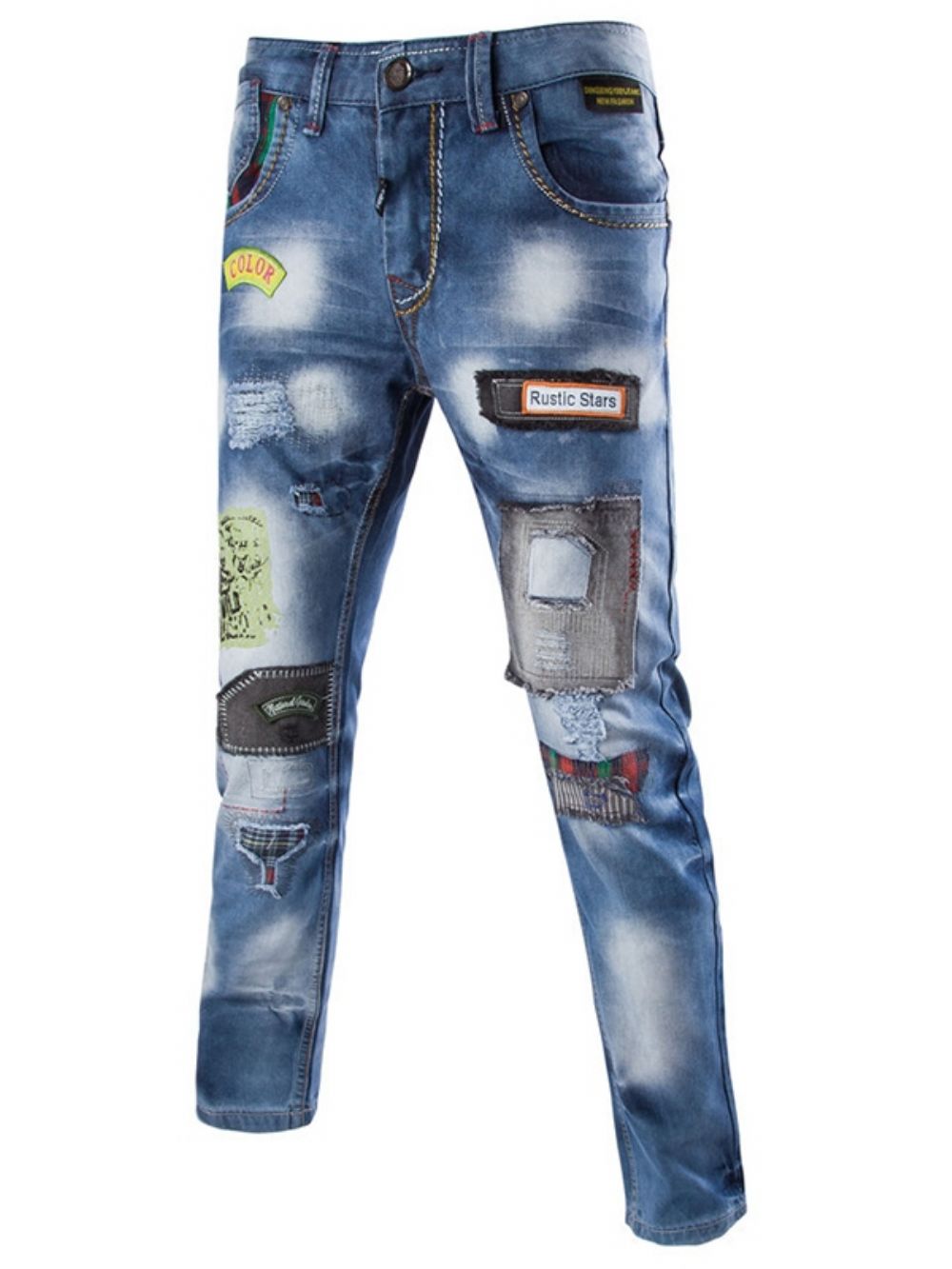 Jeans Masculino Casual Street Style Patchwork