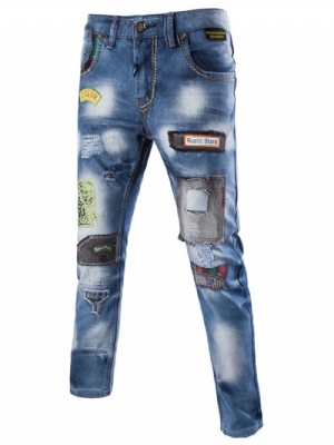 Jeans Masculino Casual Street Style Patchwork