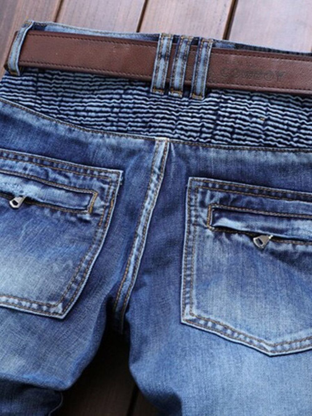 Jeans Masculino Europeu Com Pregas Retas E Cintura Média