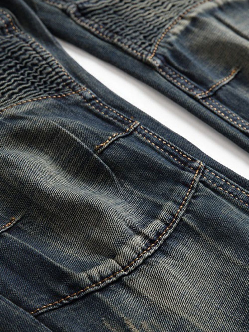 Jeans Masculino Europeu Com Zíper Plissado