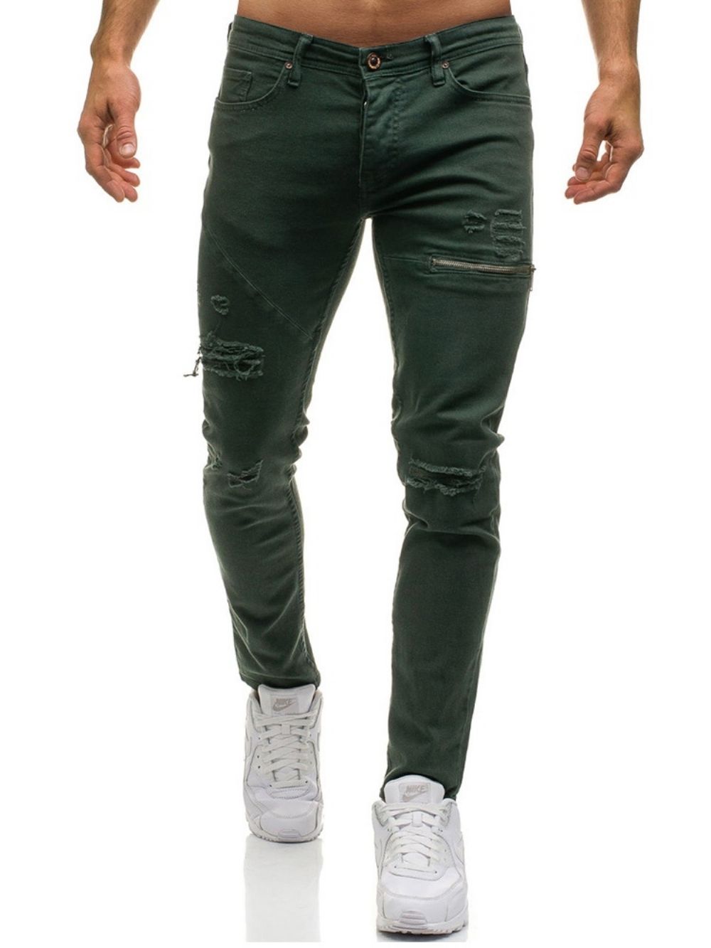 Jeans Masculino Simples Inelástico Usado Casual Rasgado