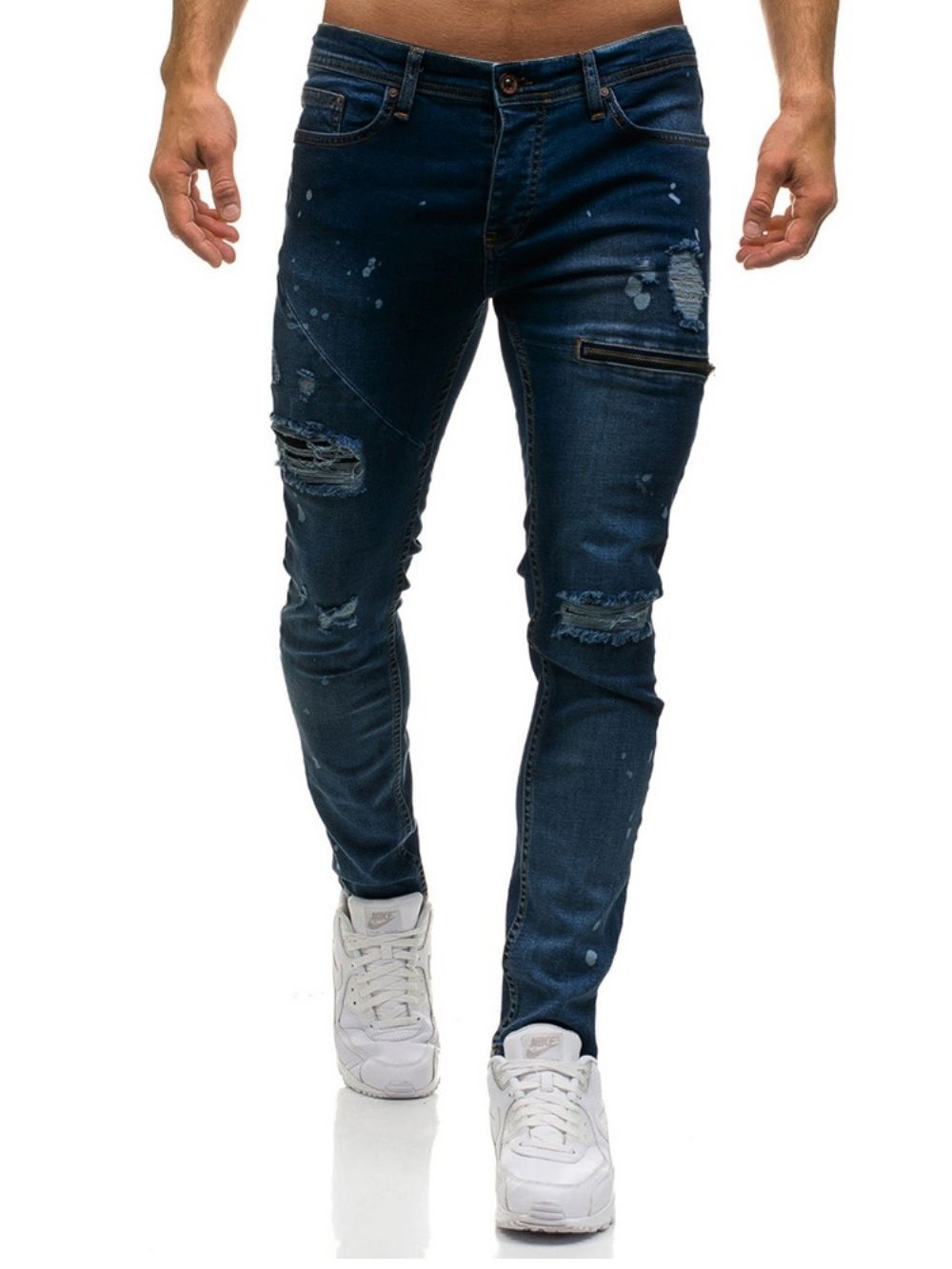 Jeans Masculino Simples Inelástico Usado Casual Rasgado